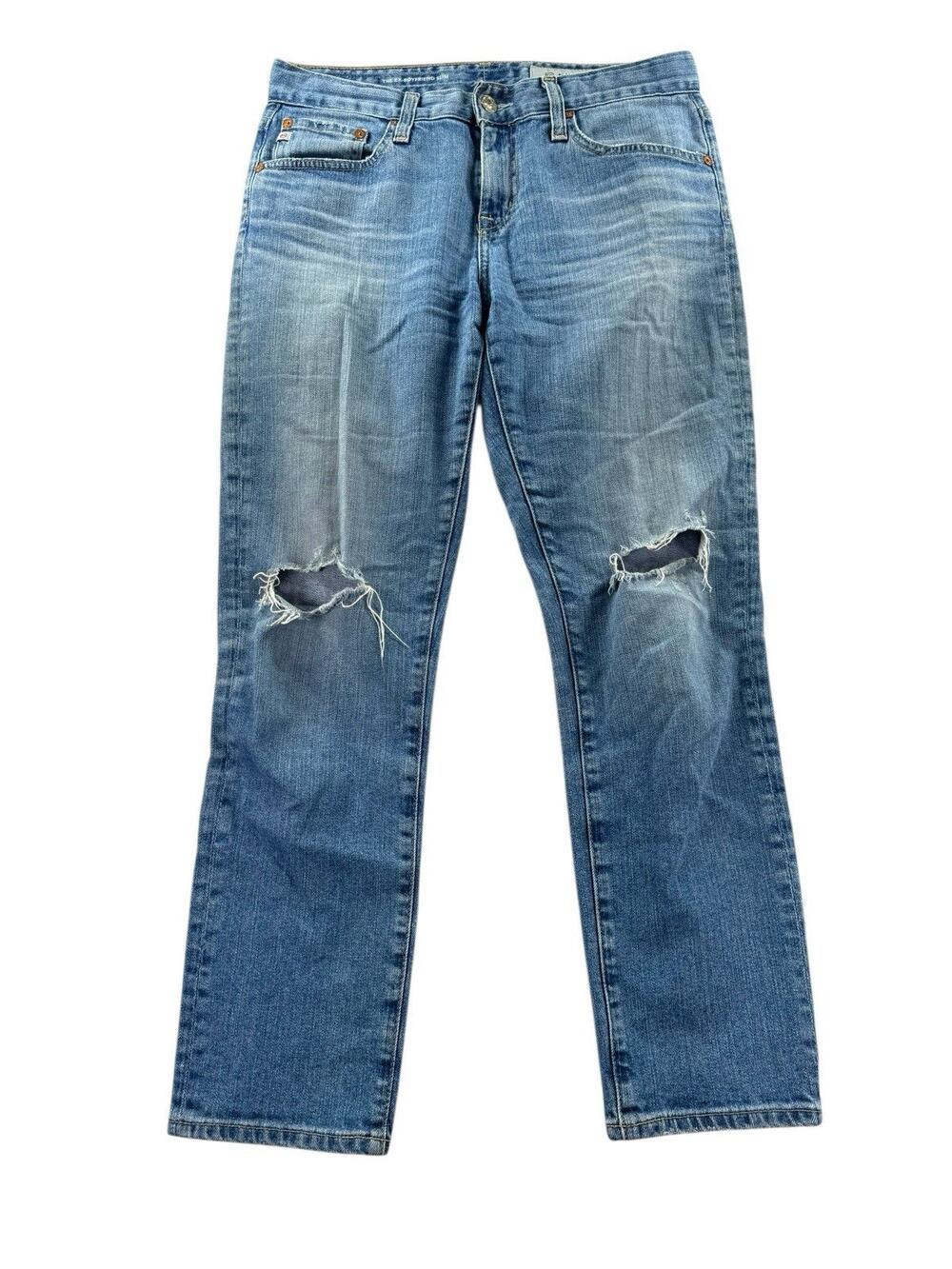 AG Adriano Goldschmied Ex Boyfriend Jeans 26 Light Wash Slouchy Slim Distressed